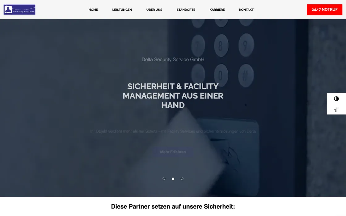 Webseite von Delta Security-Service