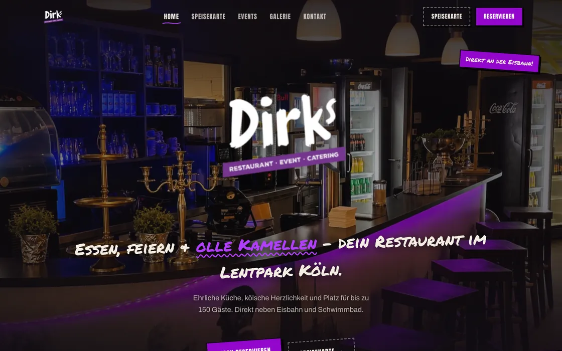 Webseite von Dirks Restaurant