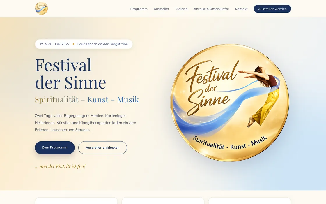 Webseite von Festival der Sinne