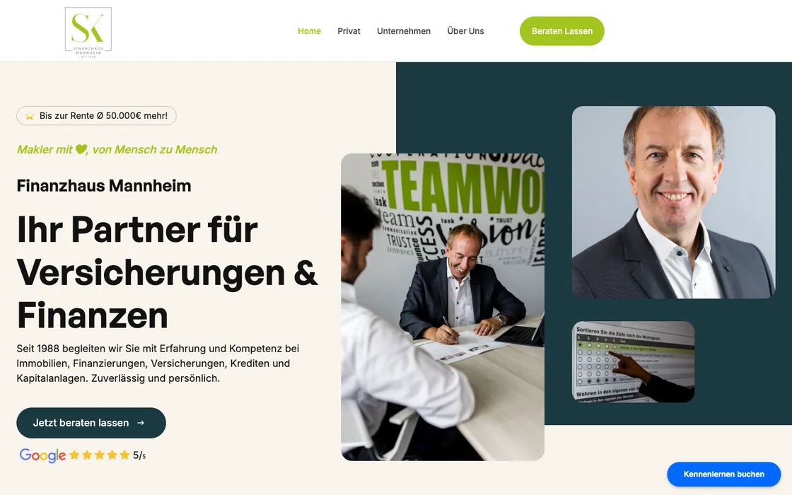 Webseite von Finanzhaus Mannheim