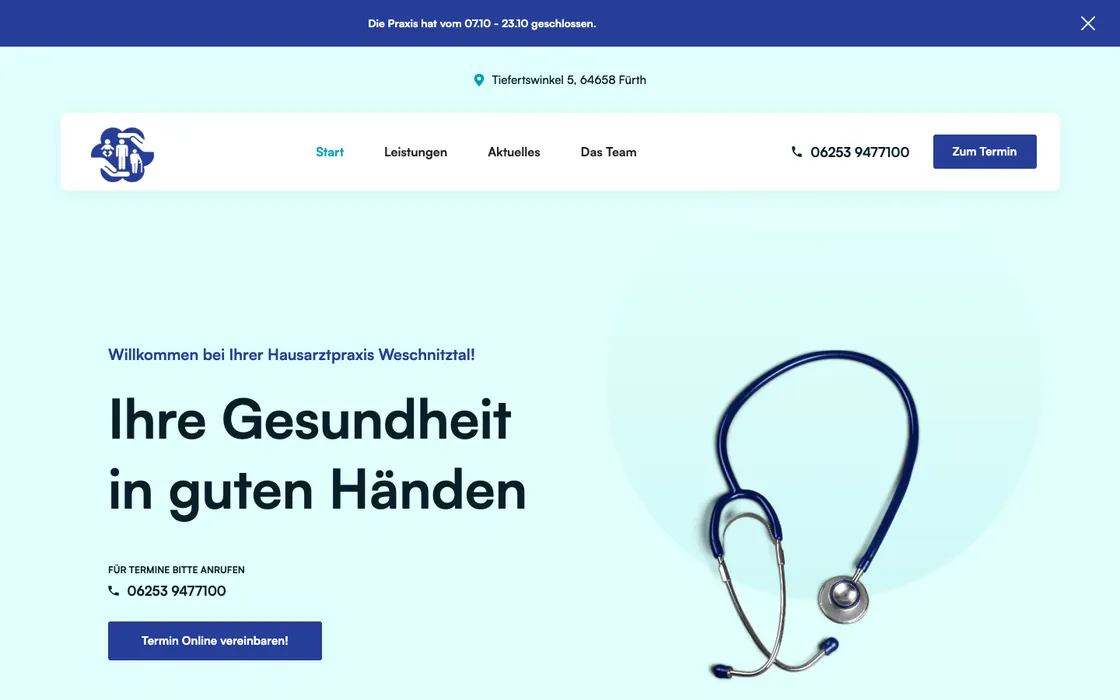 Webseite von Hausarztpraxis Weschnitztal