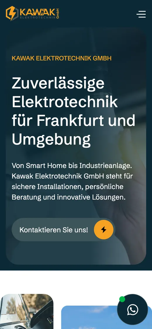 Kawak Elektrotechnik: Startseite am Handy