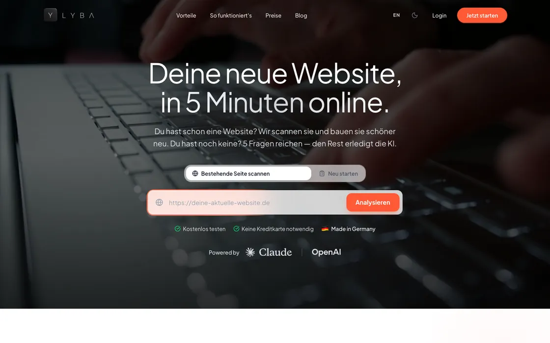 Webseite von Lyba.ai