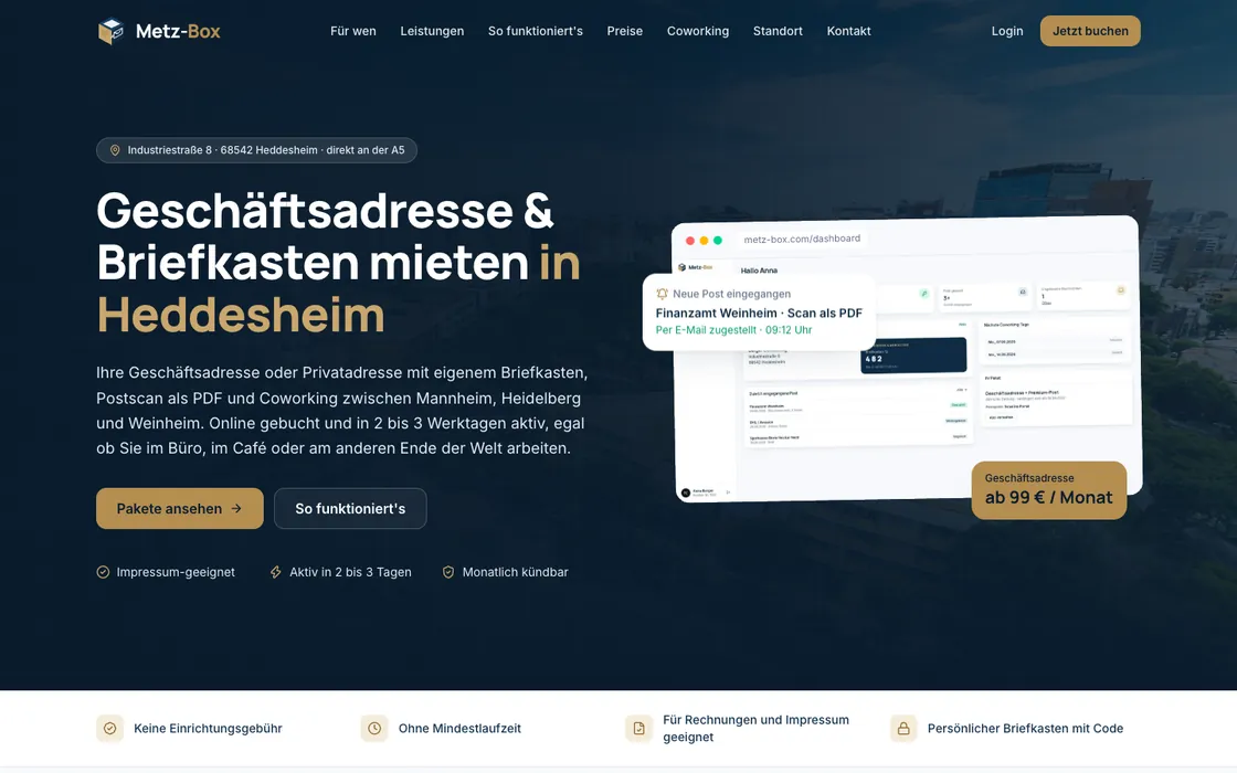 Webseite von Metz-Box
