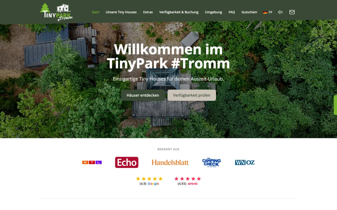Webseite von Tinypark Tromm